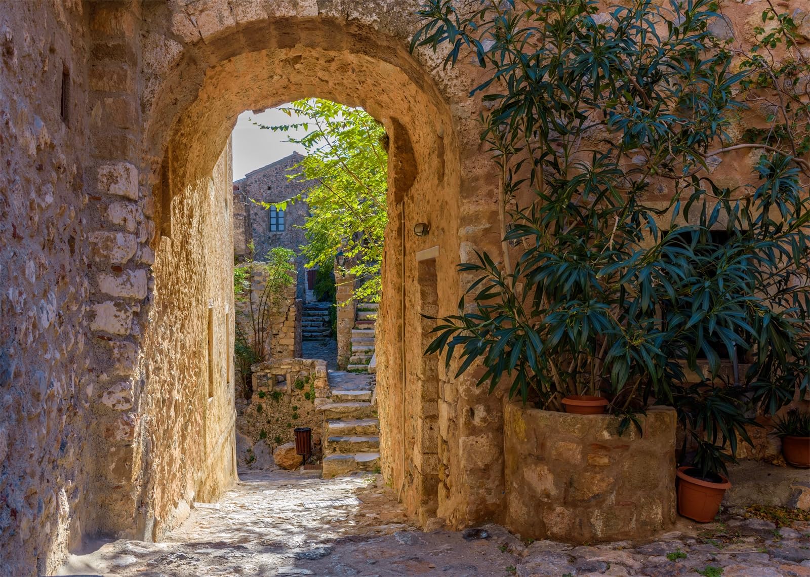 8x8FT (2.5x2.5m) Arco In Pietra Mediterraneo Sfondo Fotografico