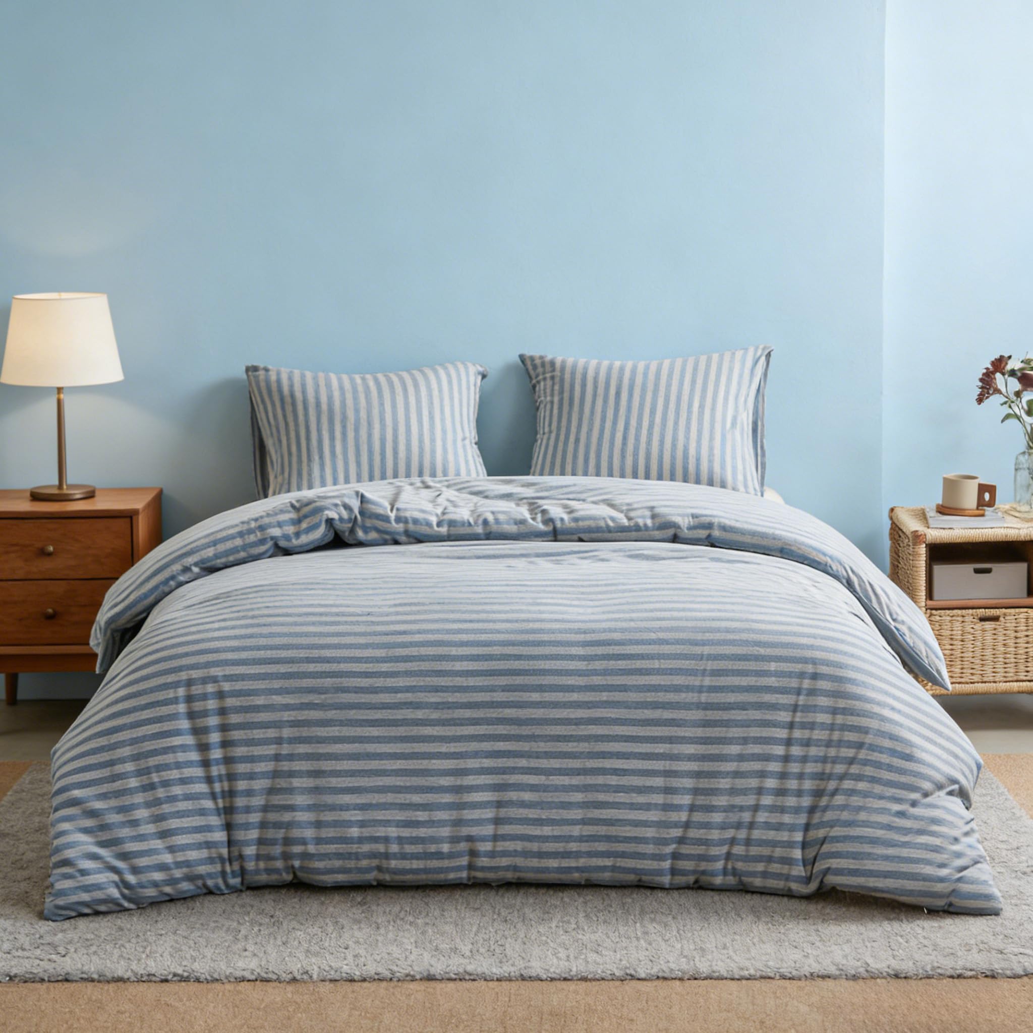 Housse de couette en jersey coton extensible et thermorégulateur avec fermeture éclair