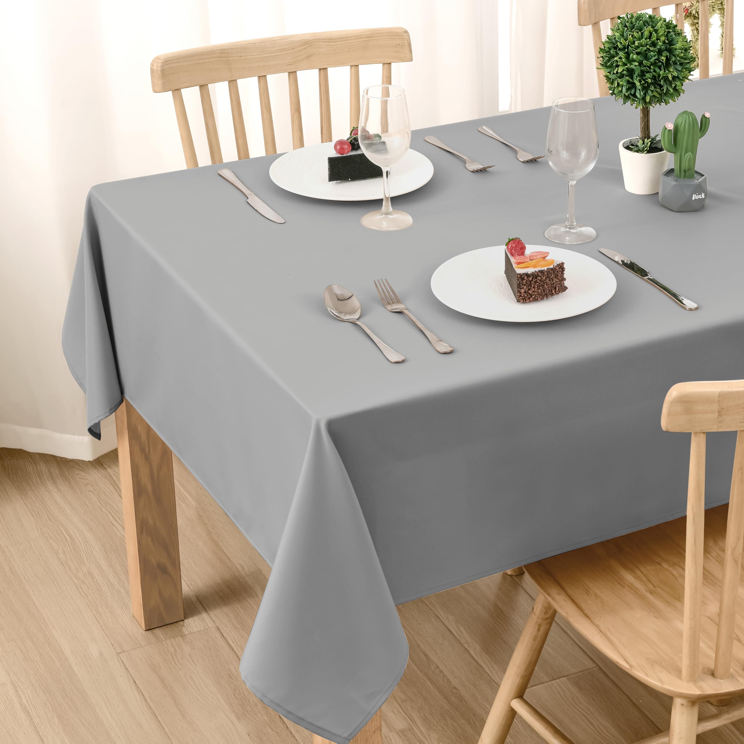 DWCN Kaki tafelkleed, linnenlook, afwasbaar, tafellinnen, waterafstotend, tafelkleed voor eetkamer, tuin, feest, bruiloften of huishouden, 135 x 160 cm