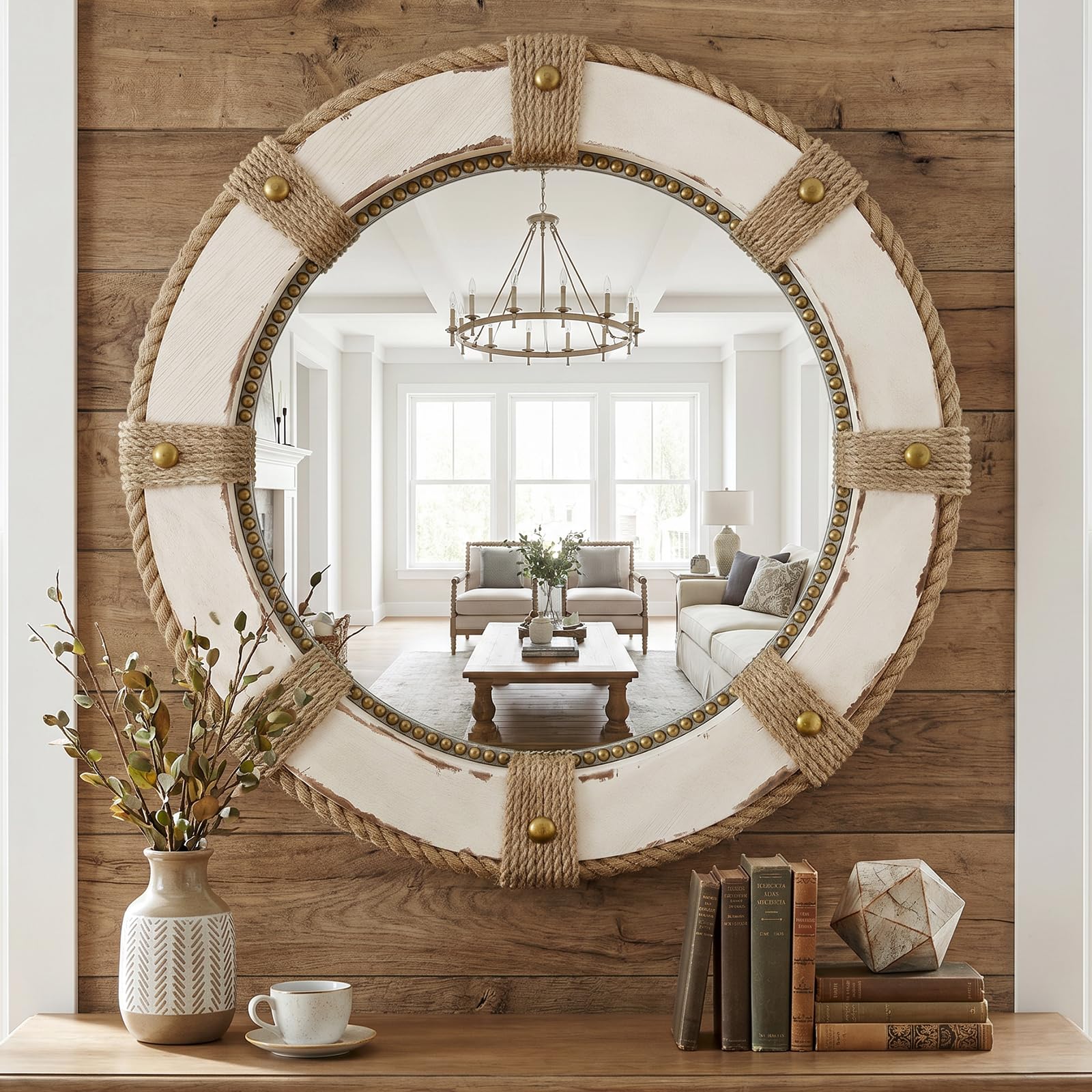 Photo 1 of PlushVibes 24" Round Nautical Wall Mirror