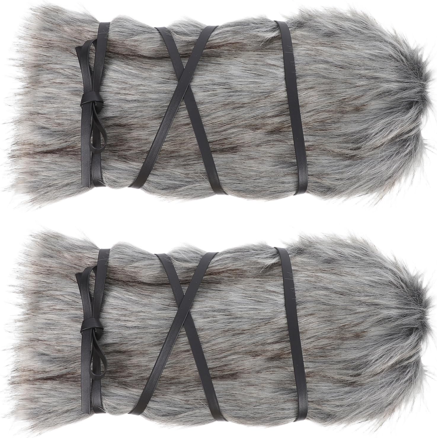 CALLARON 2Pcs Faux Fur Fluffy Leg Warmers for Men and Women Viking Costume Accessories Medieval Boot Covers Warm Fuzzy Leg Wraps for Cosplay and Parties