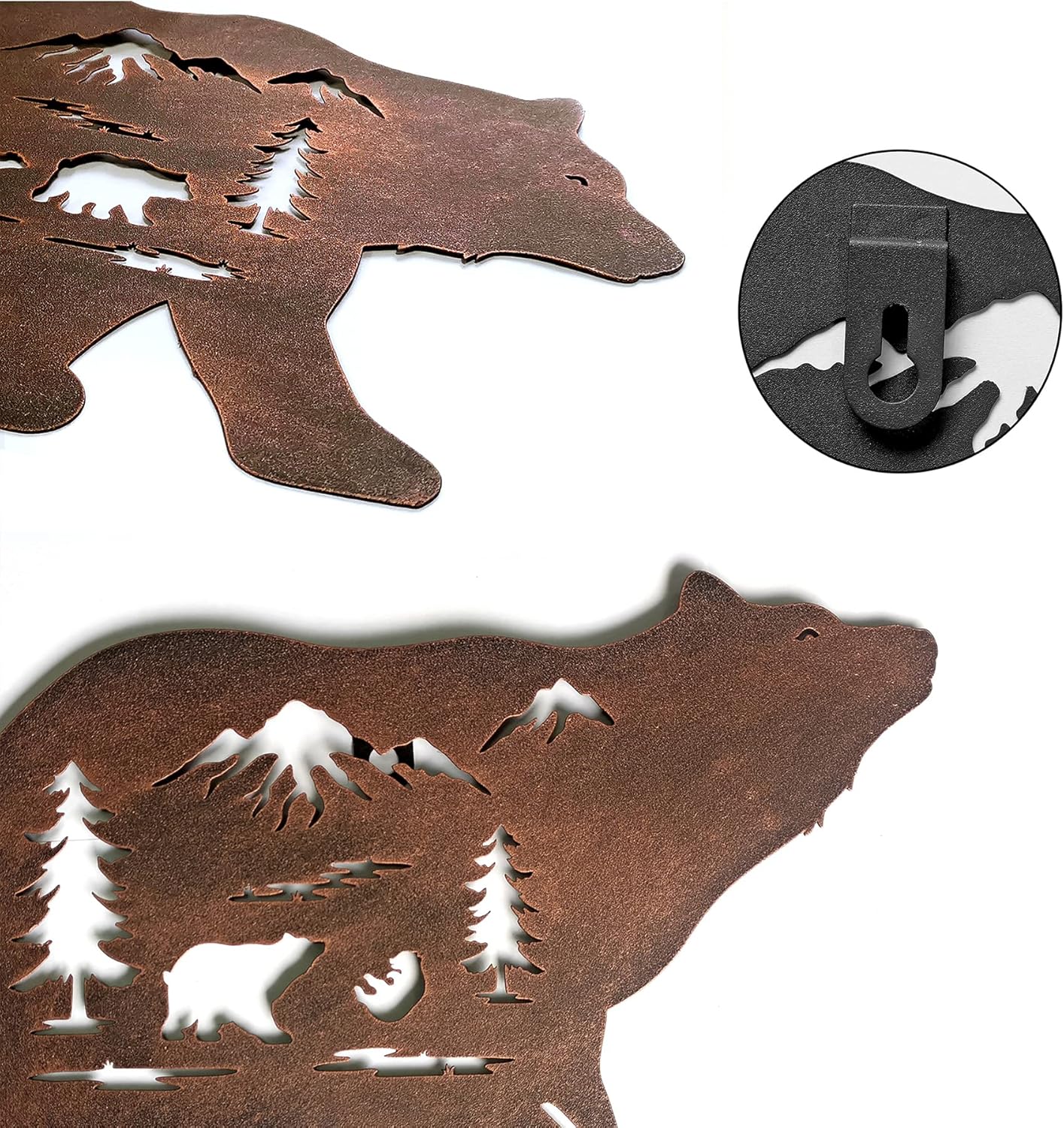 WAIU Wall hanging animal wall decoration, metal statue pendant, silhouette art wall decoration, hanging indoor, outdoor, forest bear full of nature style, set of 3