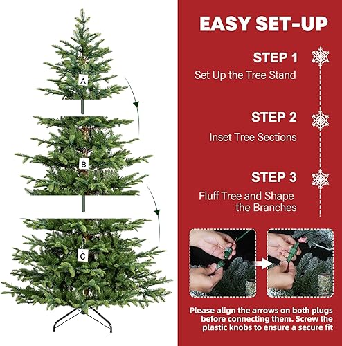 Miniatura 3 de Hykolity Árbol de Navidad preiluminado de 6.5 pies, árbol de Navidad artificial de abeto Aspen con 500 luces LED blancas cálidas, 1009 puntas de