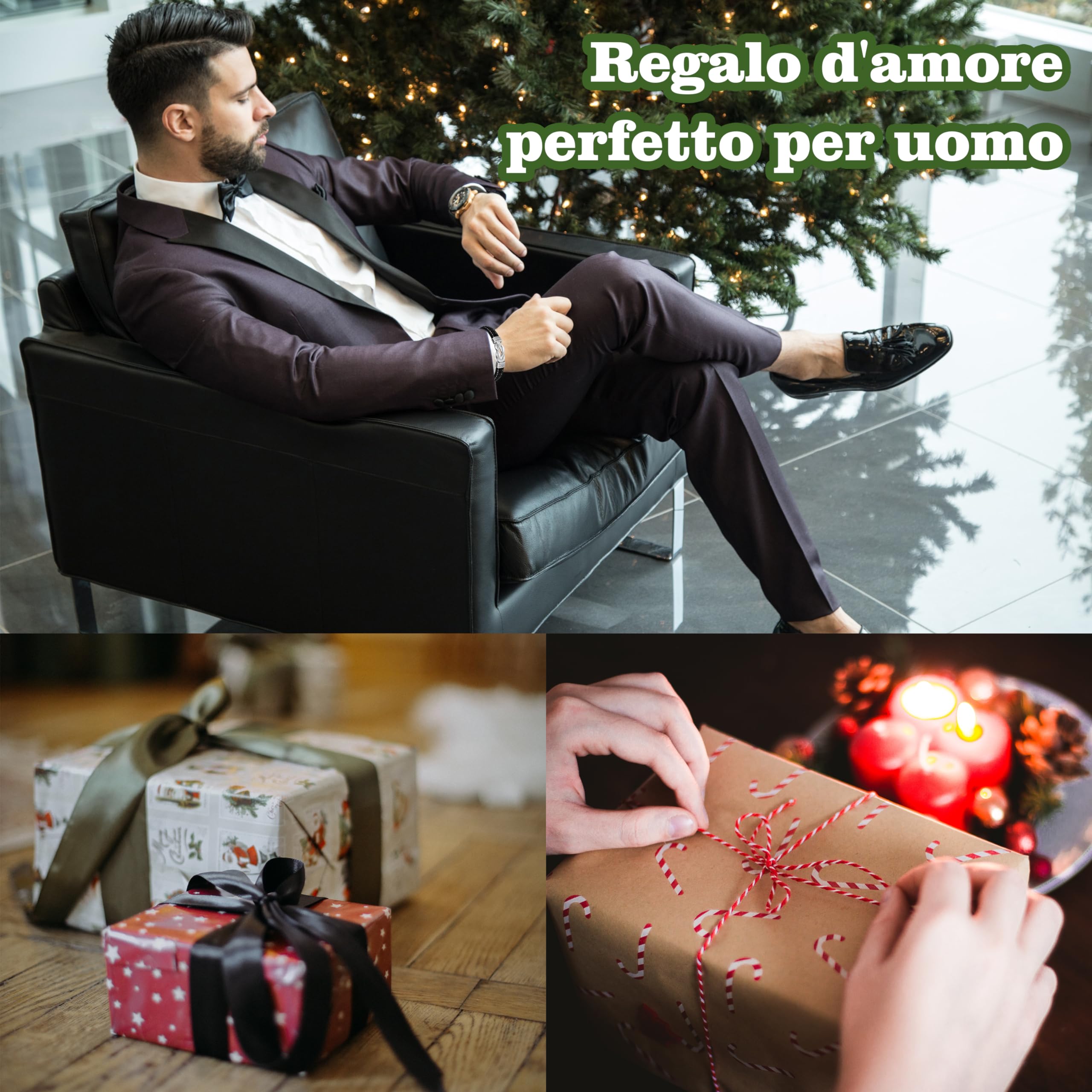 Merclix Regali Per Lui/Nonno/Papà Natale Bracciale Uomo Idee Regalo Uomo Compleanno