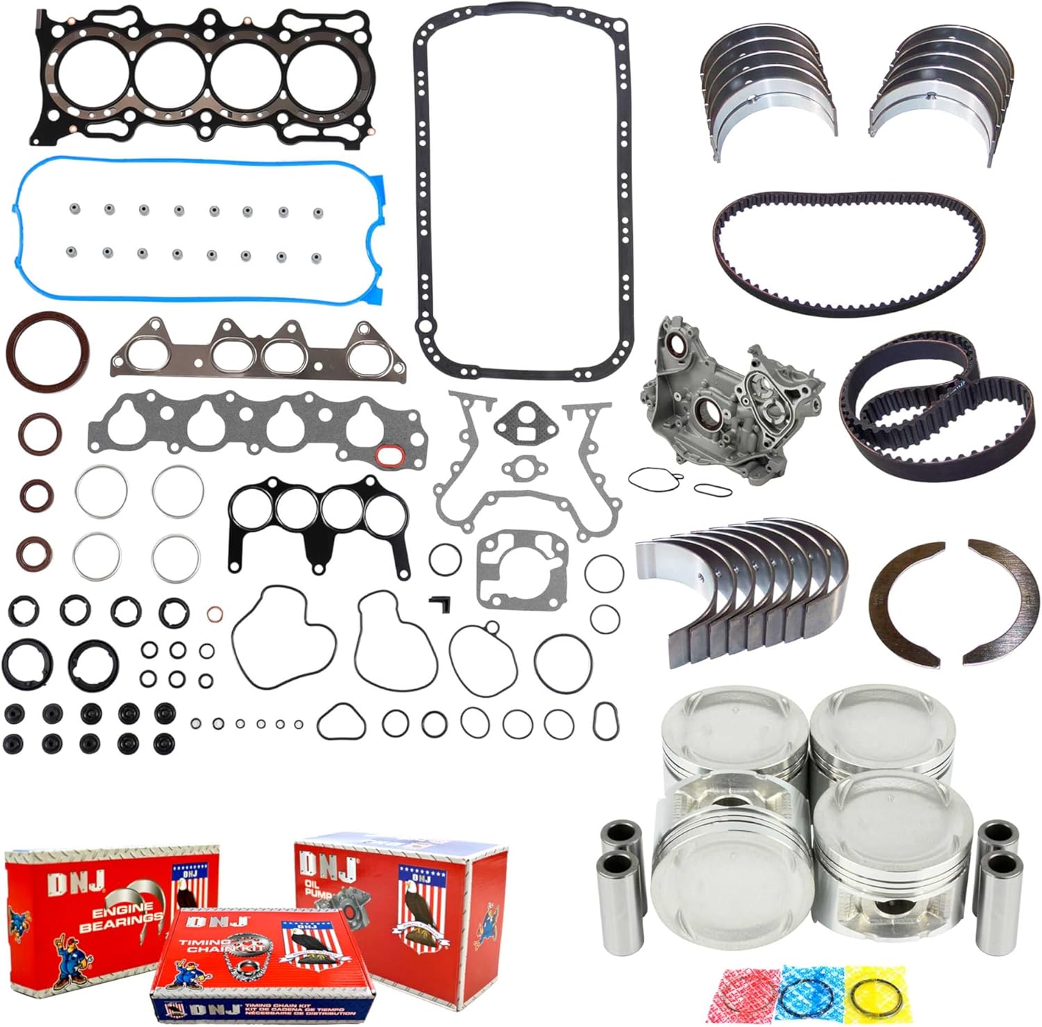 DNJ EK245AM Master Engine Rebuild Kit for 1996-1997 Honda Isuzu Accord Oasis Odyssey 2.2L L4 16V SOHC 2156cc
