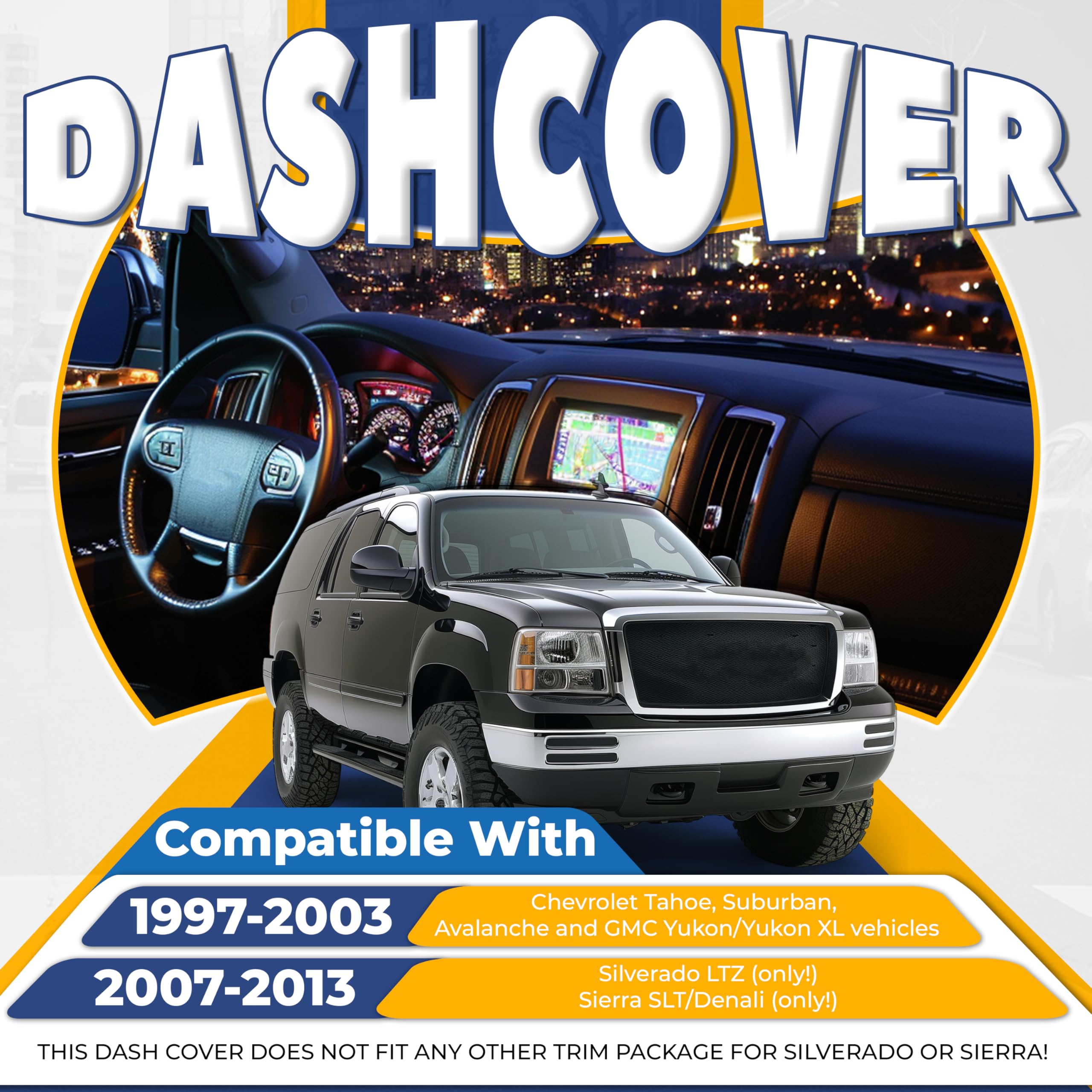 BALOCEO Dash Cover Cap Compatible with 2007-2014 Chevy/Chevrolet & GMC Tahoe Avalanche Suburban Yukon Silverado Sierra 1500 2500 HD 3500 HD Denali Dash Board Cap w/o Dash Speaker ABS Plastic (Black)