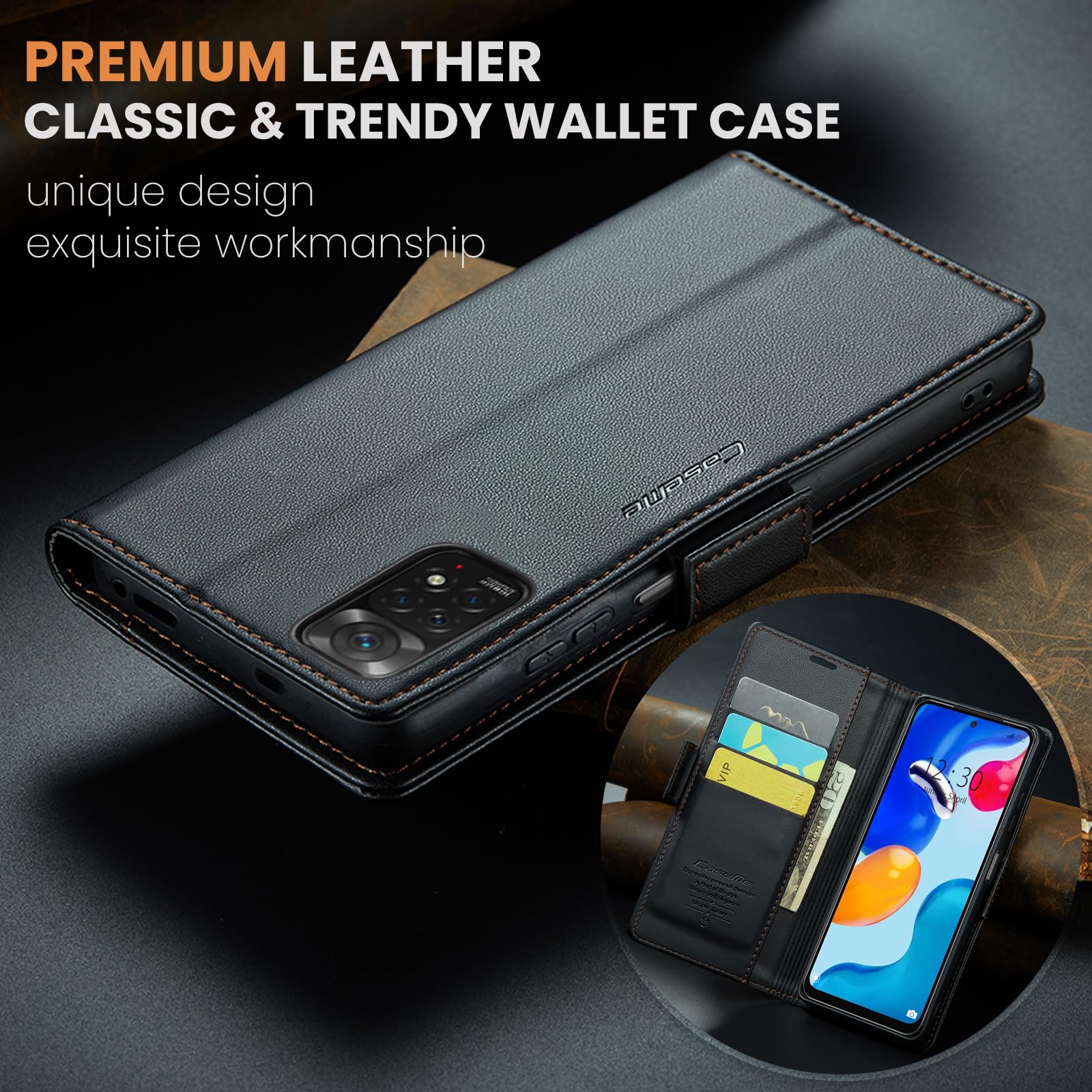 Cover per Xiaomi Redmi Note 11 4G/ Note 11S 4G Custodia Portafoglio [Blocco RFID] Pelle PU Wallet Case Flip Libro con Porta Carte Flip Case per Redmi Note 11/ Note 11S 4G/ Note 12s 4G, Nero