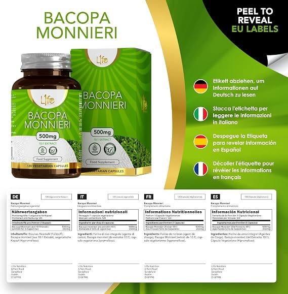 LN Bacopa Monnieri, 120 Vegan Capsules, 500mg Brahmi