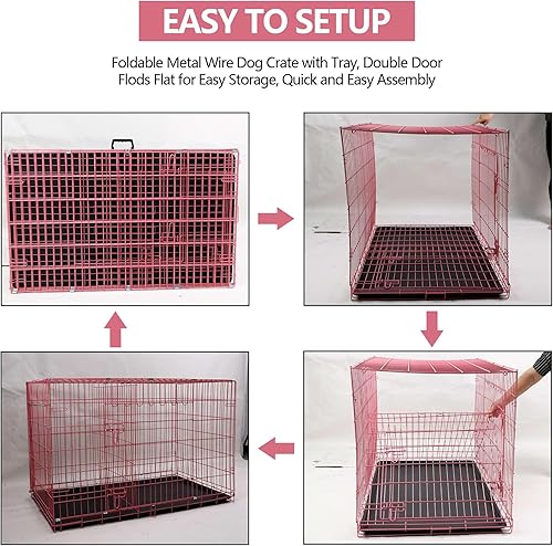 Miniatura 5 de Jaula para perros pequeños de 24 pulgadas, jaulas resistentes para perros pequeños, jaula plegable de alambre de metal con bandejas extraíbles,