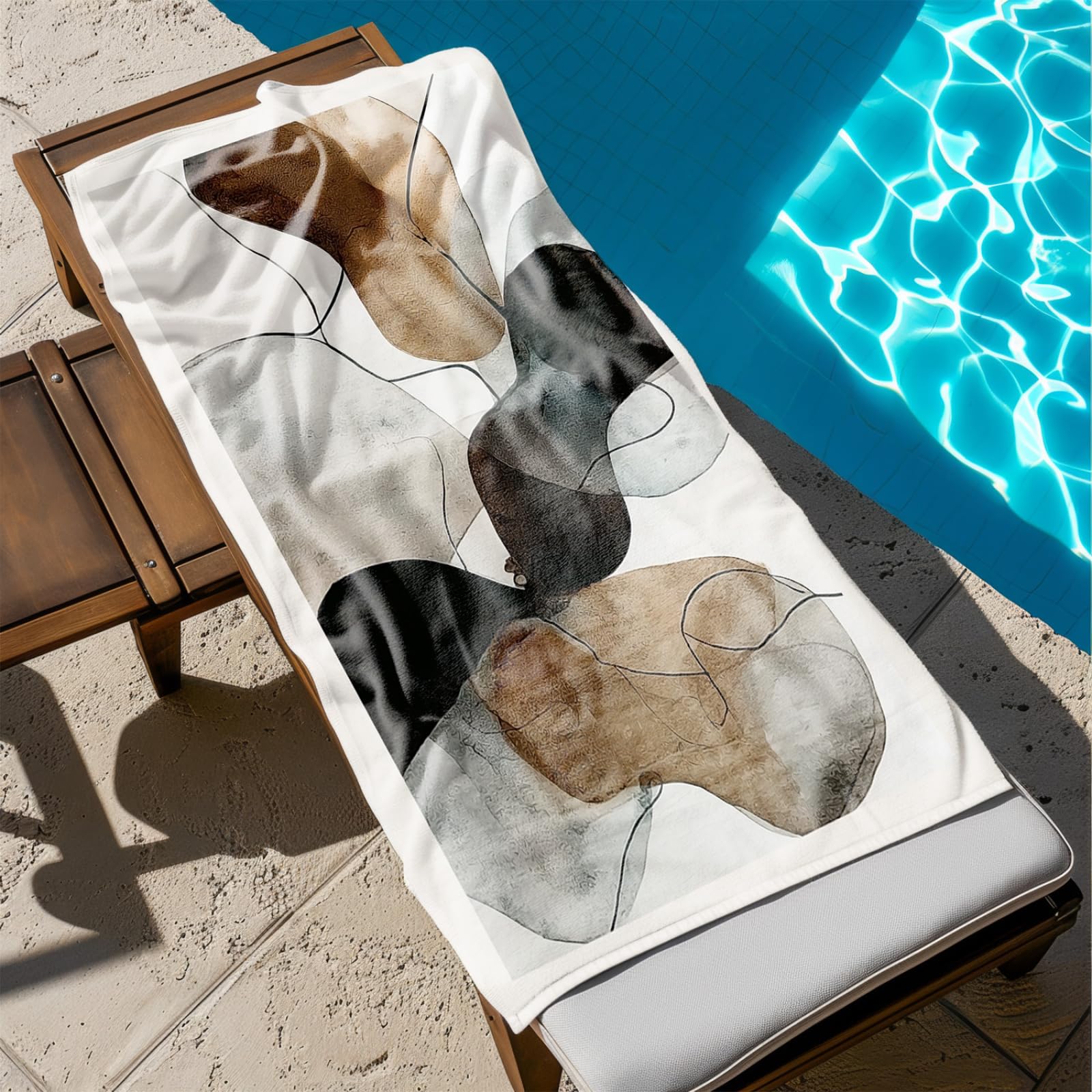 Générique Serviette de Plage 90X180 Modèle Noir Brun