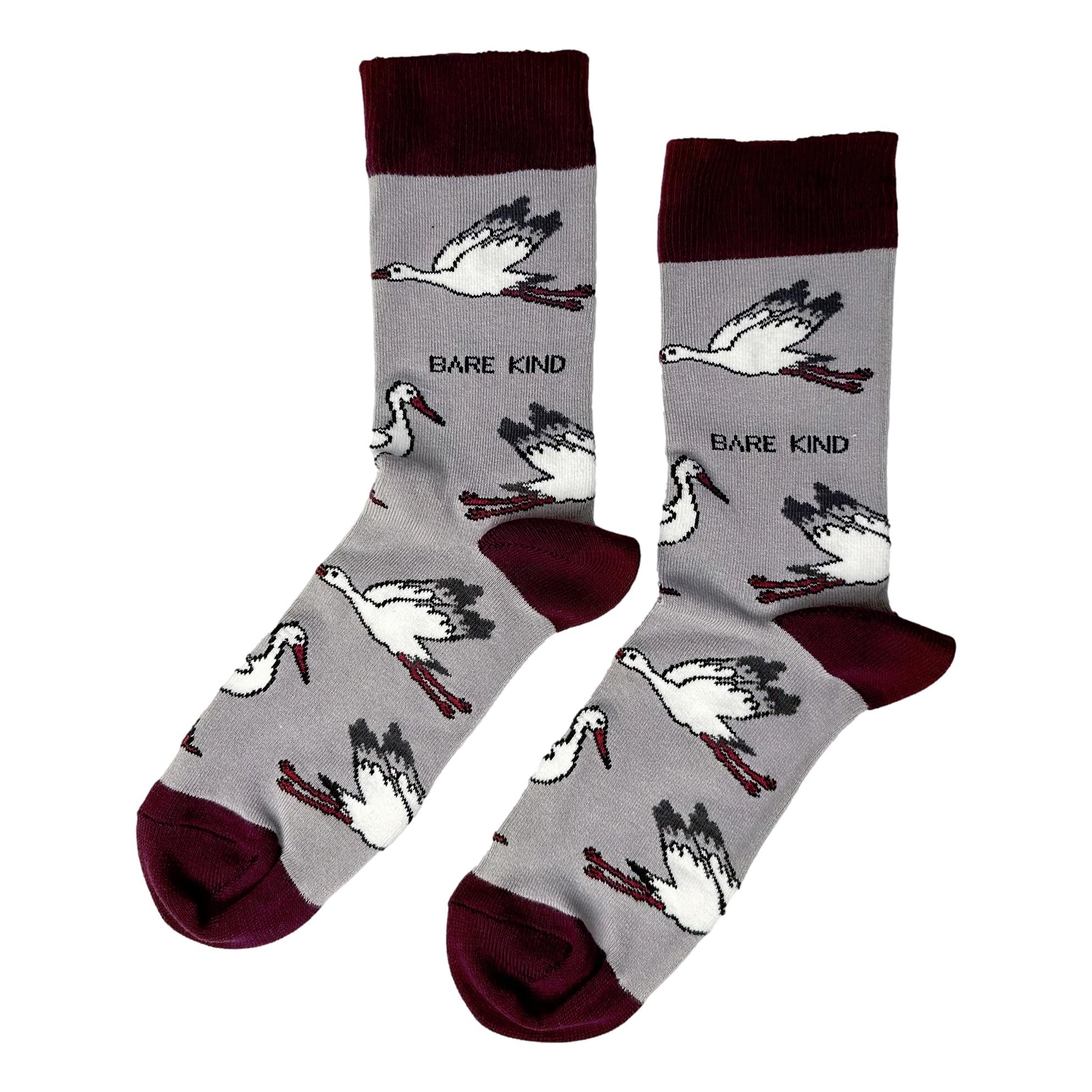 Bare Kind Unisex Pale Grey Save The Storks Novelty Ankle Socks Adult Uk Size 4-7