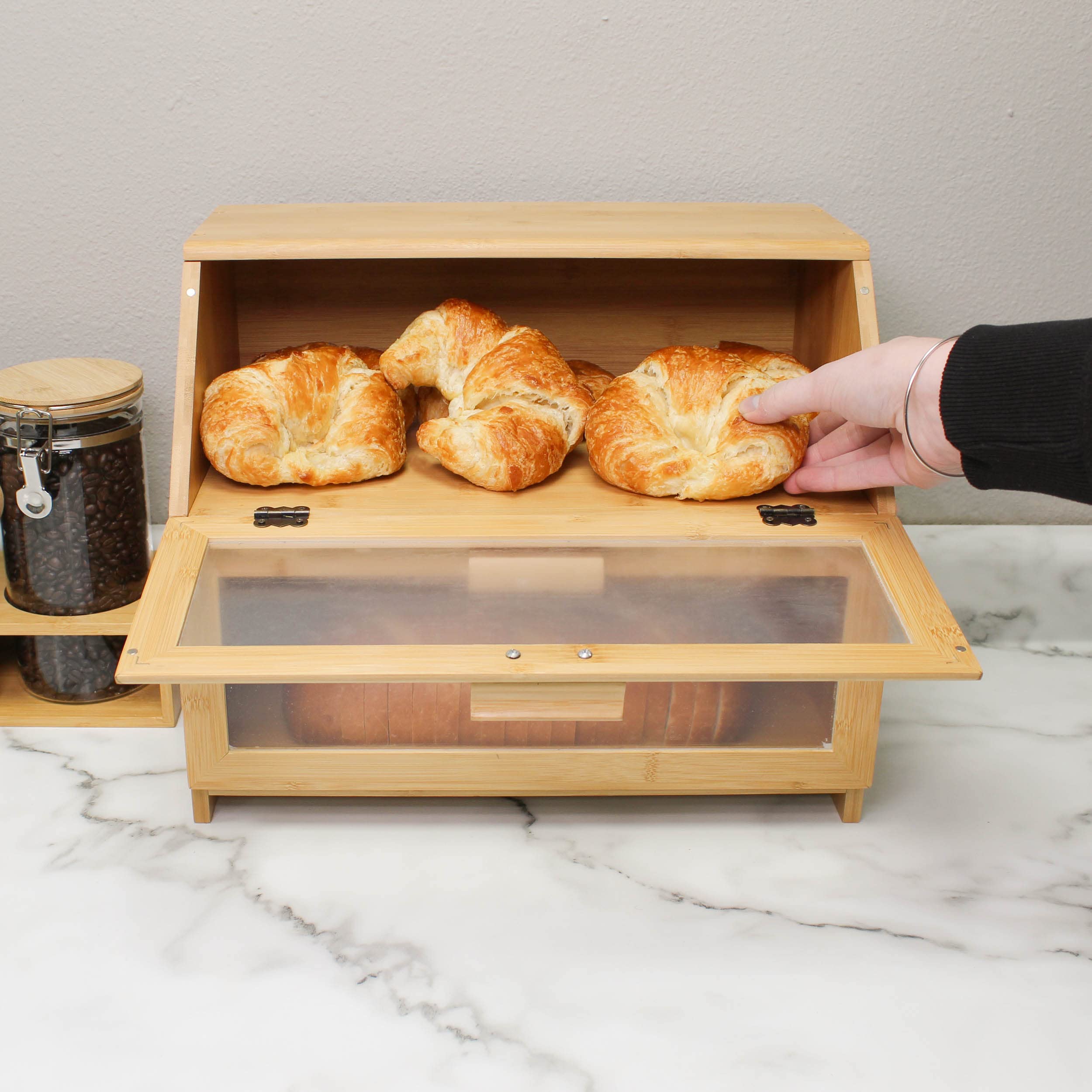 BREAD BIN 2個 Amazon.co.jp: 7Penn Bamboo Bread Box Double Layer Extra