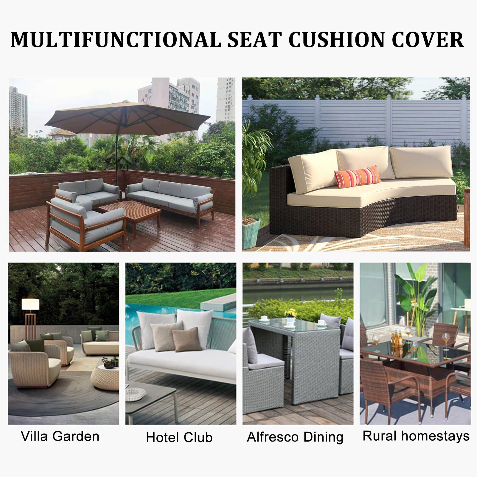 Générique Housse De Coussin D'extérieur, Rechange en Tissu Polyester Résistant à l'eau avec Fermeture éclair, Protection pour Mobilier De Jardin Terrasse Sièges De Détente,Jaune,80x80x10cm