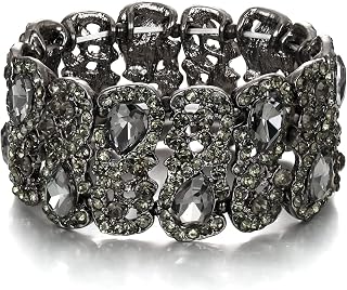 EVER FAITH Women's Austrian Crystal Costume Teardrop 8-Shaped Knot Elastic Stretch Bracelet