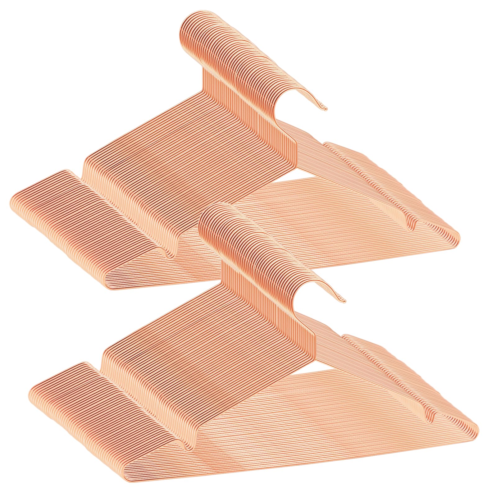 ABHENG Lot de 100 Cintres en Métal, Robustes, Gain de Place, Résistant, Antirouille, Élégants et de Qualité, Durables, 42 x 0,3 x 21 cm (L x B x H), Or Rose, AIY03100R