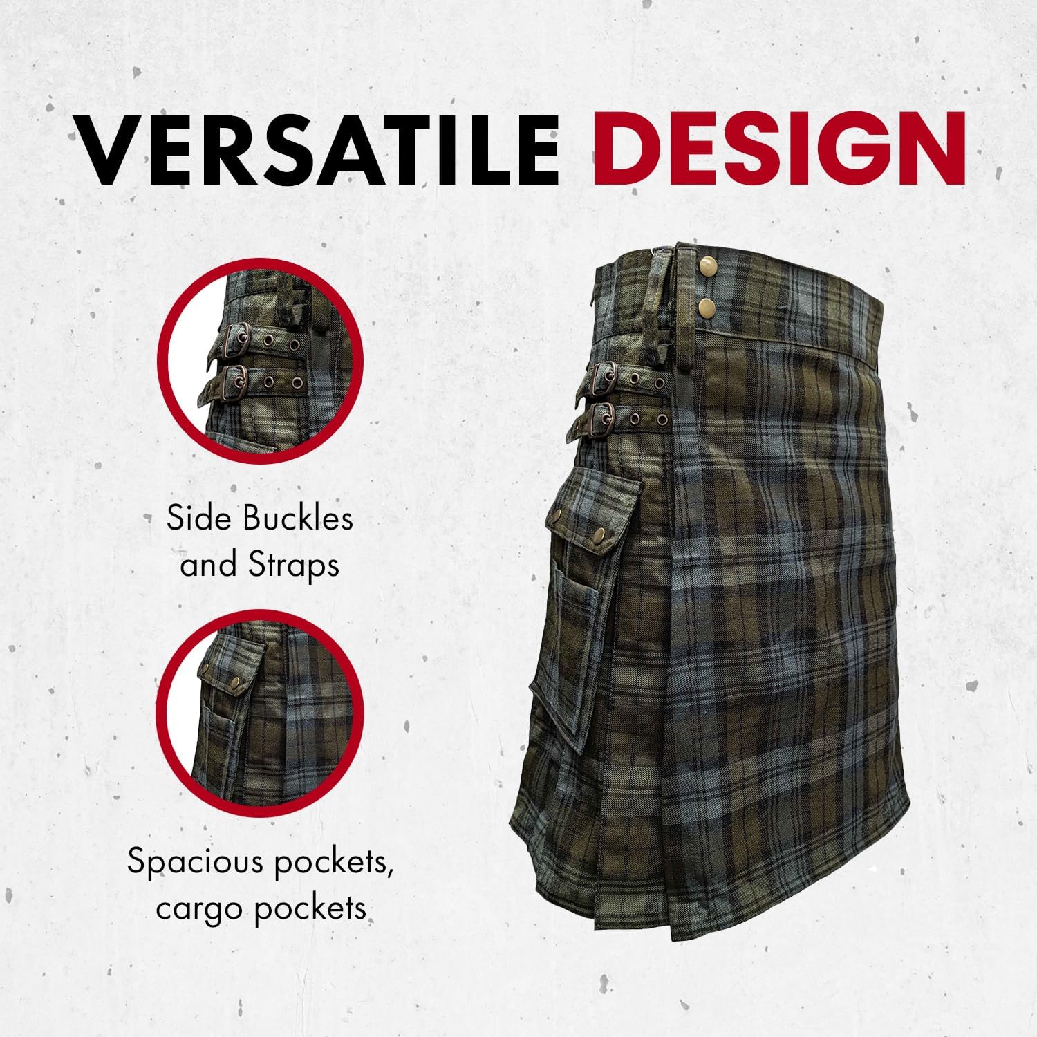 UT Kilts Men's Standard Tartan Utility Kilt, Modern Scottish Kilt for Everyday Wear, Tactical Kilts Adjustable Hip Straps - Image 2