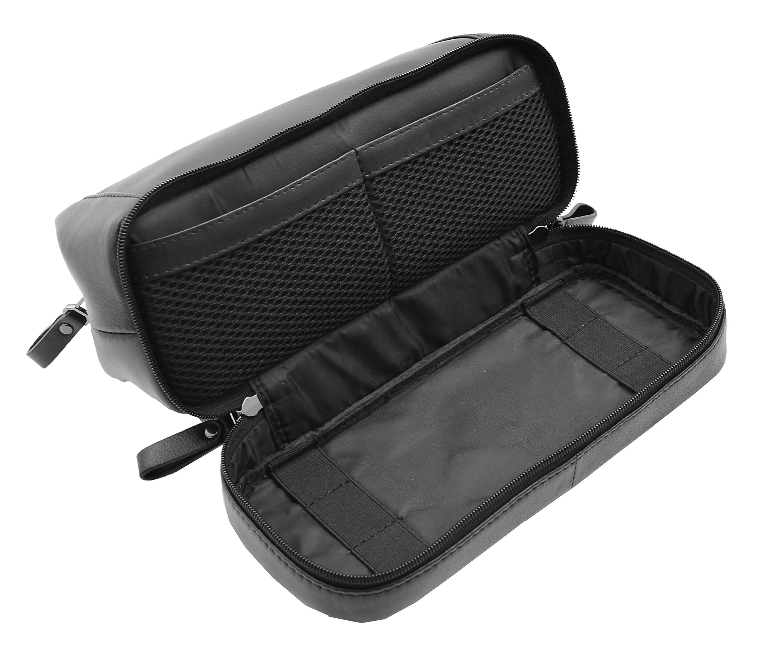 Neceser de cuero auténtico bolsa de viaje kit de afeitado HOL290 negro