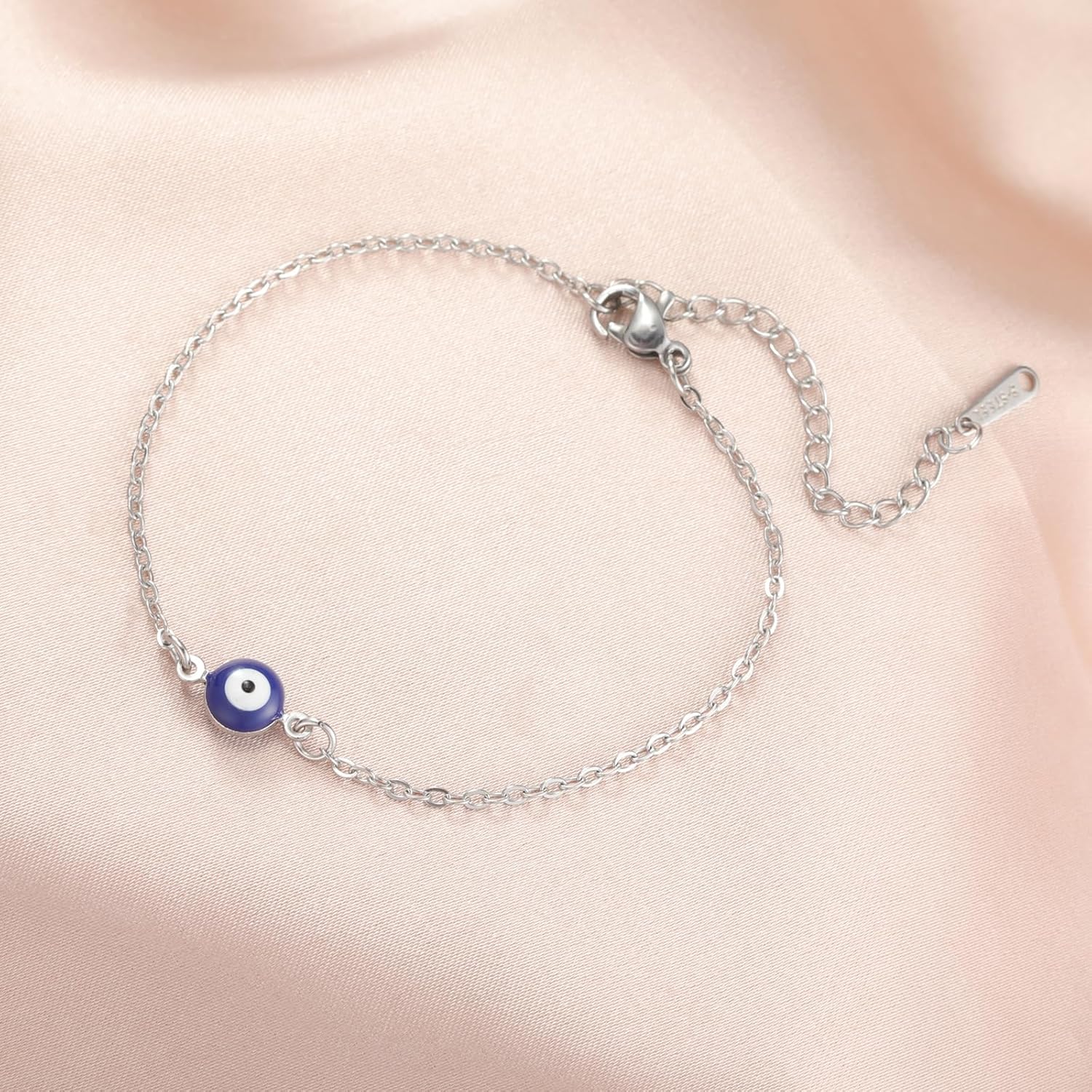 Dainty Evil Eye Bracelet for Women Stainless Steel Adjustable Turkish Eye Link Bracelets Lucky Amulet Jewelry Gift - Image 3