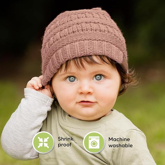 KeaBabies 3-Pack Baby Beanies for Boys, Girls - Soft, Cute Baby Winter Hats 6-36 Months, Stretchy Knit, Warm Toddler Winter Hat, Newborn, Infant, Toddler Beanie for Babies Girl, Boy (Wine, M)