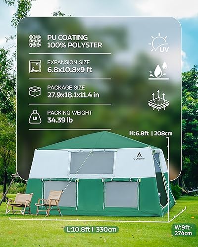 Miniatura 2 de Tiendas inflables de 14.1 x 6.5 x 9 pies para campamento, tienda de campaña portátil para 6810 personas, impermeable, resistente al viento, fácil