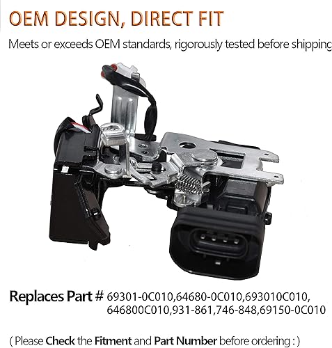 Miniatura 4 de FOKES Actuador de bloqueo de puerta de elevación trasero con cerradura de maletero trasero con actuador compatible con Toyota Sequoia2001-2007,
