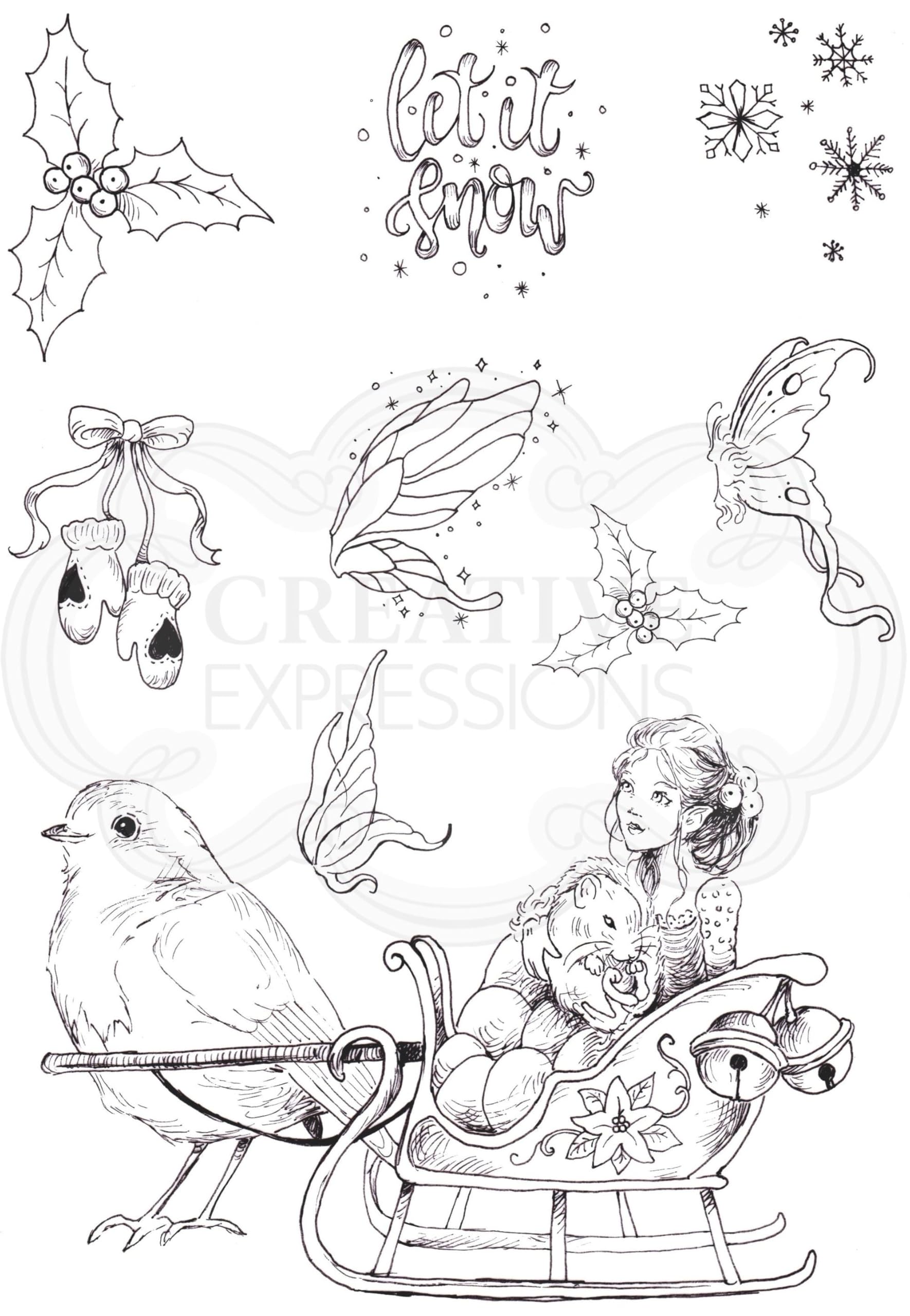 Pink Ink Designs Sleigh Bells Ring-Clear Stamp Set, A5, Transparent, PI078
