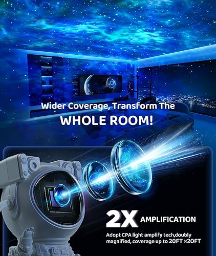 Miniatura 3 de Proyector astronauta de galaxia, diseño único de Moon Rover Proyector de luz nocturna, proyector de estrellas de compañero de sueño para dormitorio,