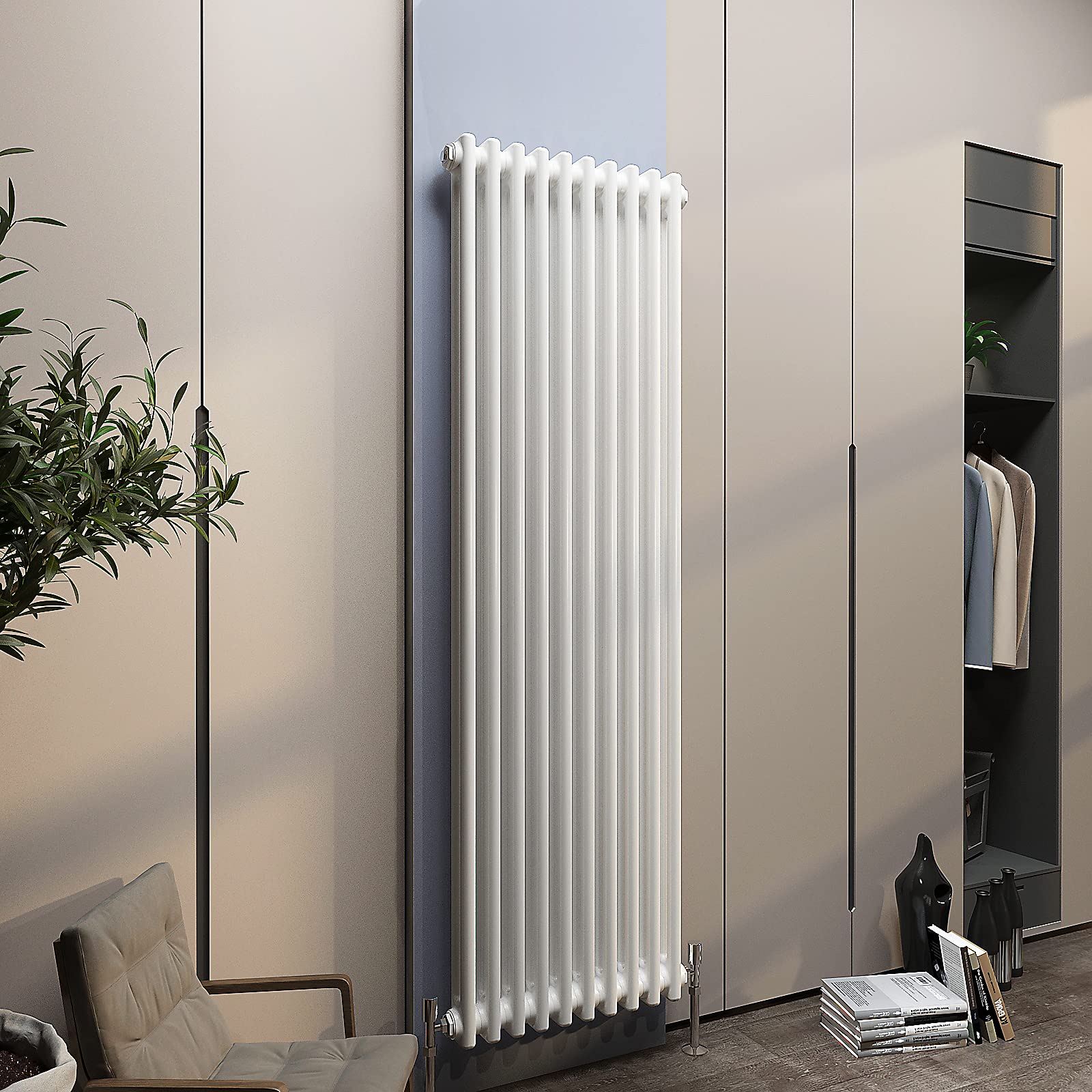 Acezanble∣2 Column Radiator, Vertical 1500mm White Tall Traditional Cast Iron Style Radiators Windows Hallyway — image 1
