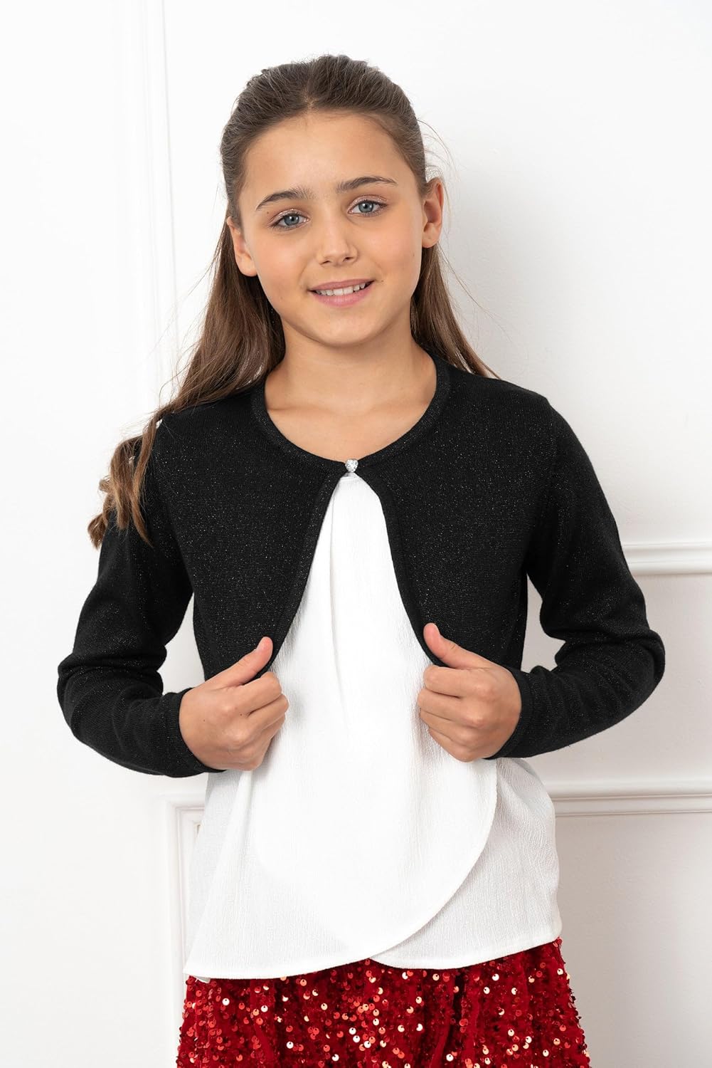 BlackButterfly Kids Long Sleeve Sparkle Cardigan Childrens Girls Shrug - Image 4