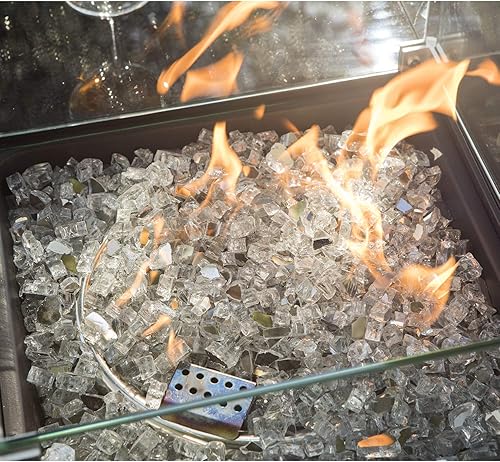 Miniatura 3 de COSIEST Vidrio de fuego oblato de 10 libras para hoguera de chimenea, vidrio de clasificación de temperatura (gris transparente)