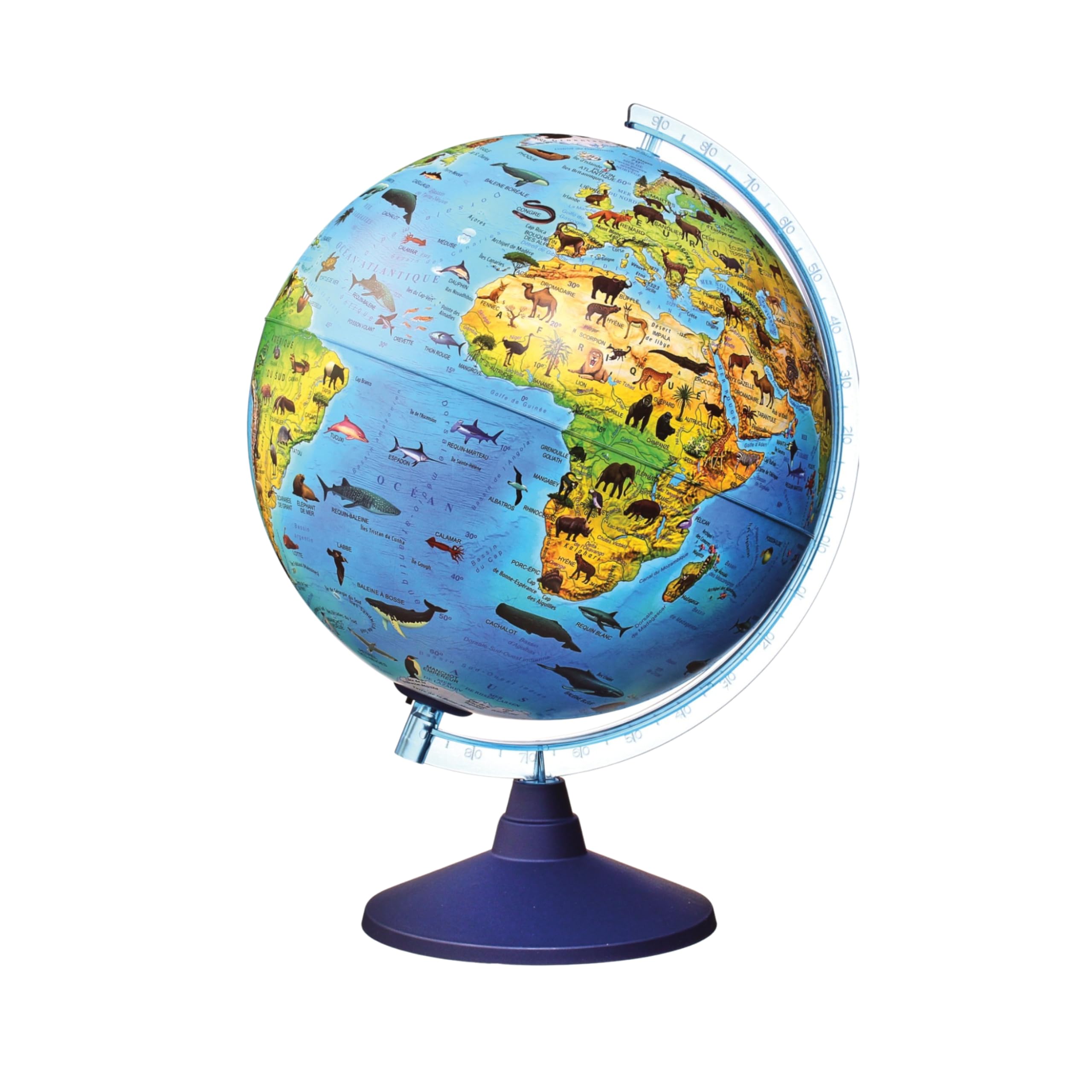 Alldoro 68620 3D Lexi Globus Zoo Ø 25 cm ze Smartfonem IQ Globe App, Świecący z Lampą LED Bez Kabla, Dziecięcy ze Zwierzętami, Mapa Świata, Geograficzny, Podświetlany