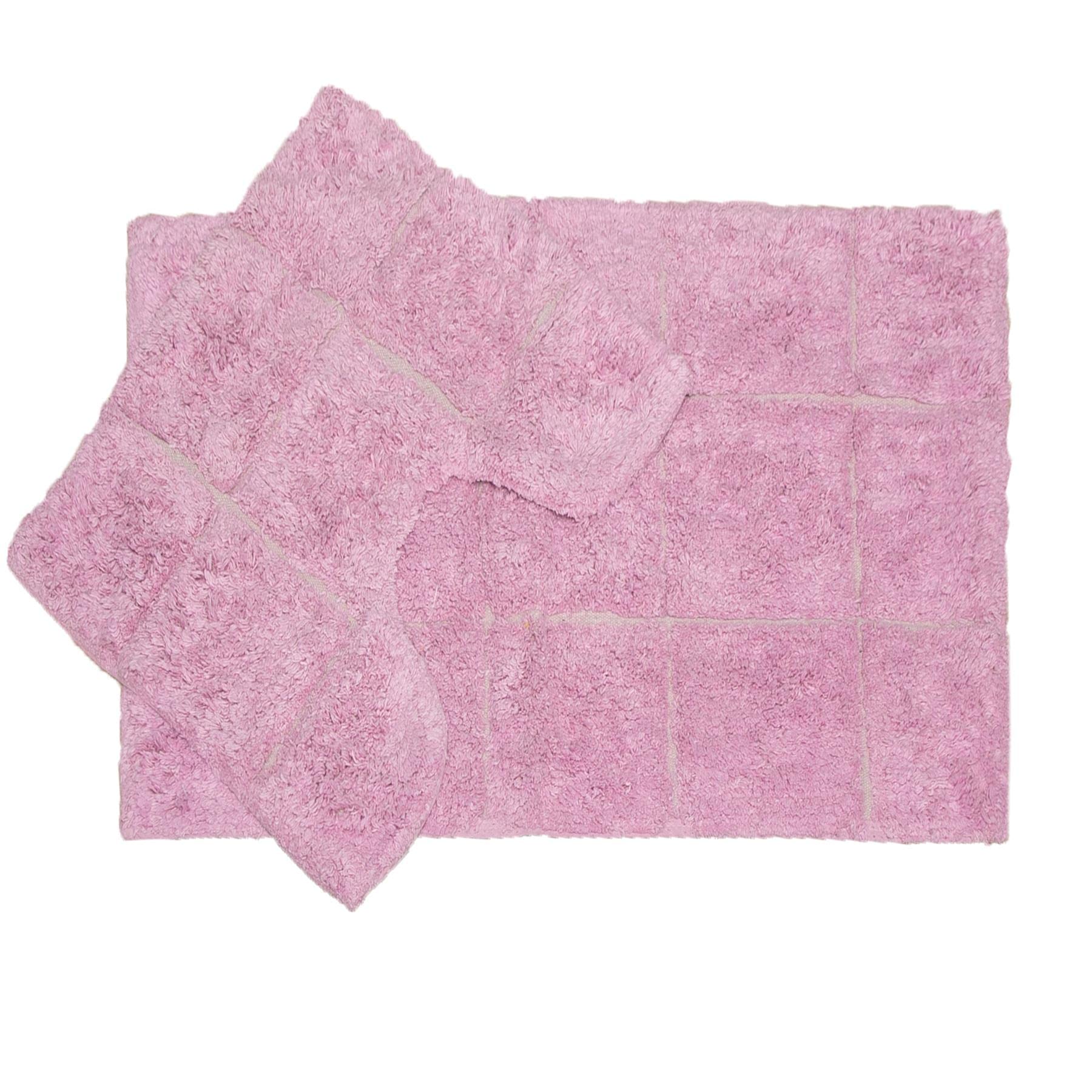 ED 2pc Bath Mat Set 100% Cotton Non-Slip Spray Pedestal & Floor Bathroom Rugs For Safe and Hygienic Bathroom [Lilac]