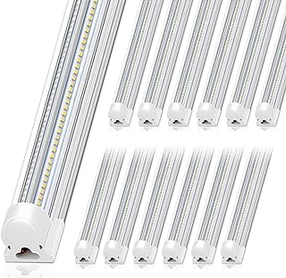 Barrina 8FT LED Shop Light, 100W 15000LM 5000K, Clear Cover Linkable LED Tube Lights, V Shape Integrated T8 LED Lighting, LED Ceiling Lights for Garage, Warehouse, Workshop, ETL Listed, 12 Pack