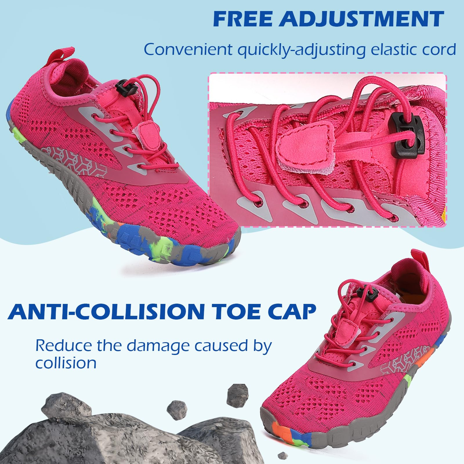 DimaiGlobal Chaussures de Trail Running Enfants Chaussures d'eau pour Plage et Sport Garçons Filles Séchage Rapide Antidérapant et Respirantes Chaussures Pieds Nus