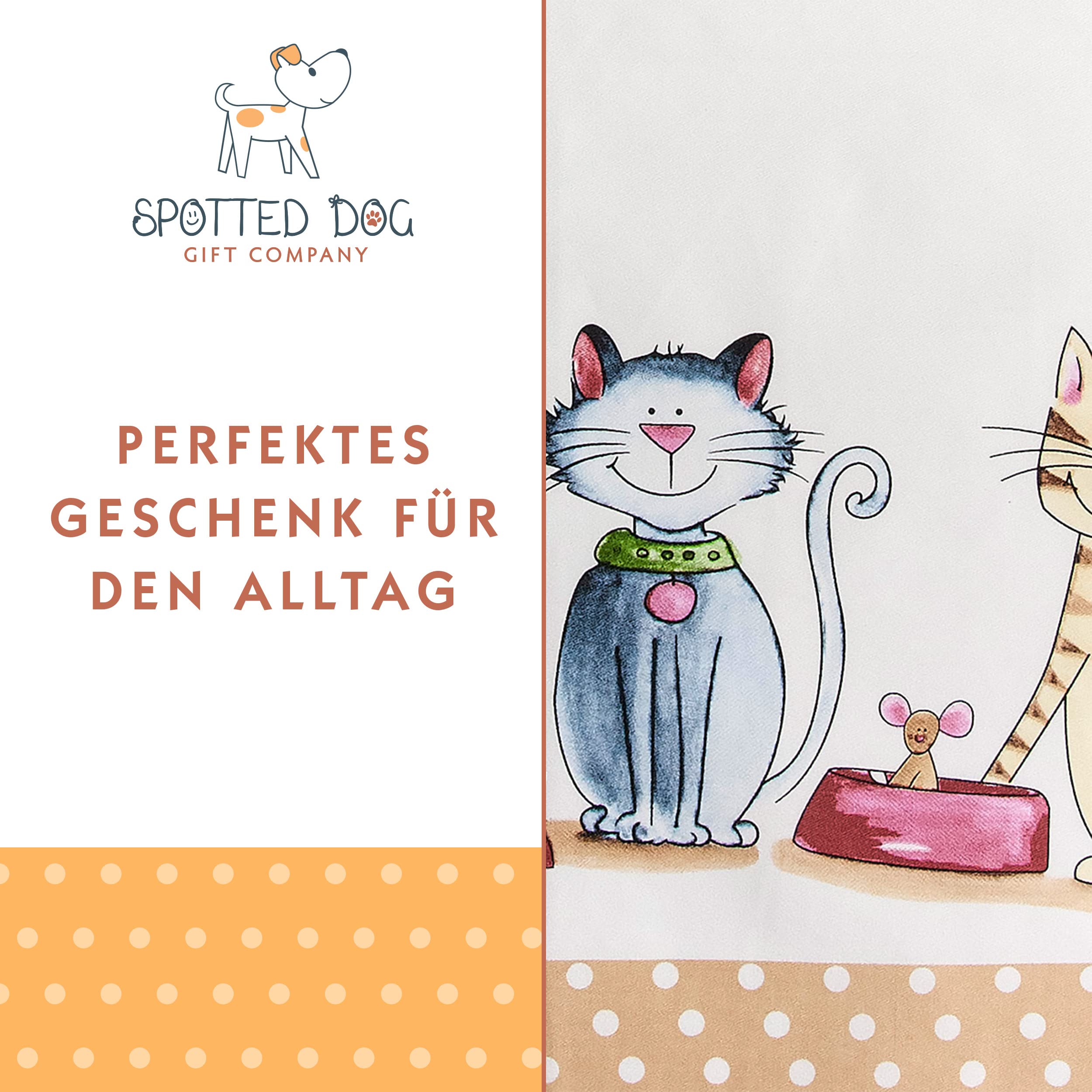 SPOTTED DOG GIFT COMPANY - 2er Set Geschirrtücher Küchentücher Trockentücher Küche aus 100% Baumwolle 50 x 70 cm, niedliches Katzen-Motiv Katze Geschenk für Katzenliebhaber und Köche