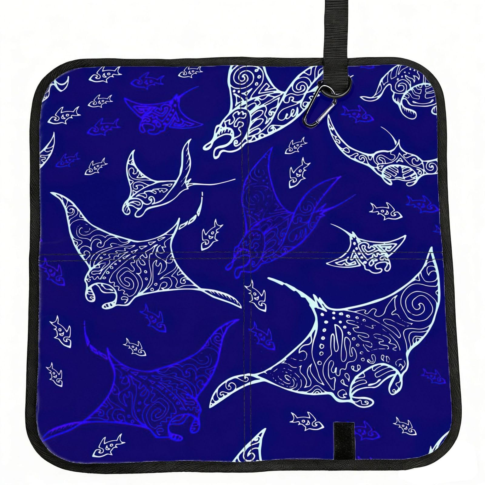 PPHGUT Manta Ray And Fish Print Foldable Seat Cushion Waterproof Portable Chair Pad Travel Outdoor Picnic Camping