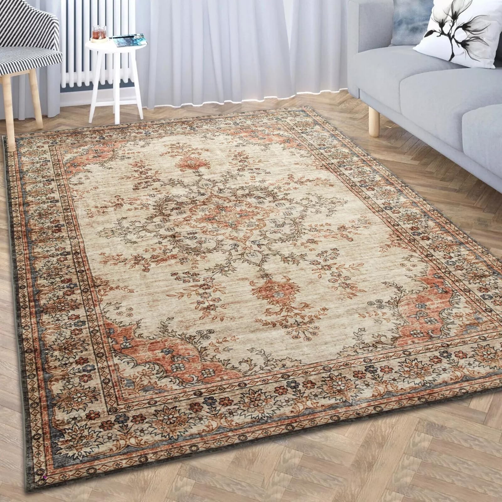 Imperial Rooms Rugs Living Room Large 200x290 cm Washable Rug for Bedroom – Soft Easy to Clean Traditional Design Vintage Area Rugs – Fluffy Low Pile Rug for Kids Room, Dining Room (Timeless) — image 1