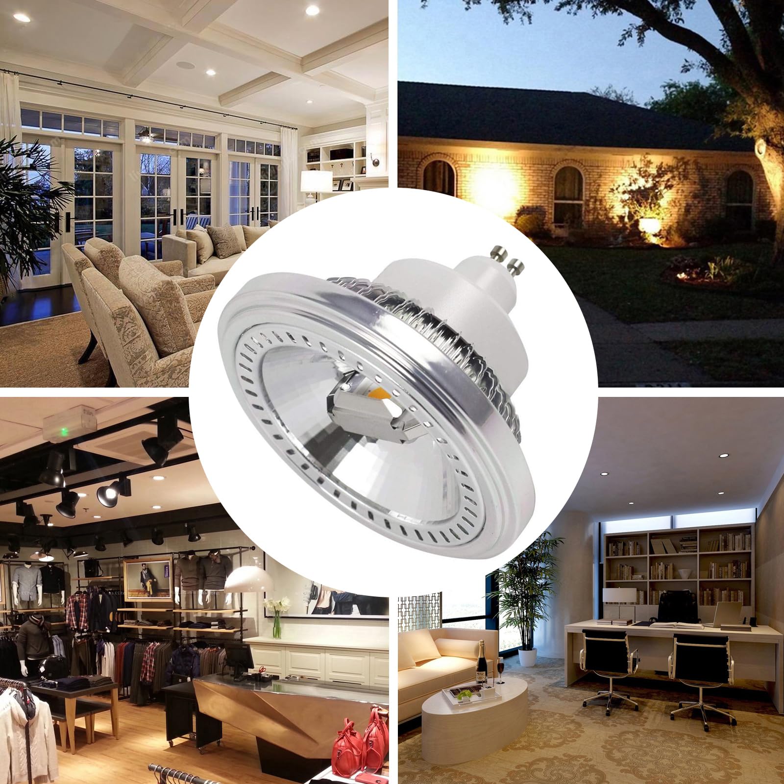 Bombillas led Paquete de 6 reflectores Regulables AR111 GU10 15 W COB, 1500 lúmenes, ángulo Haz 60 Grados
