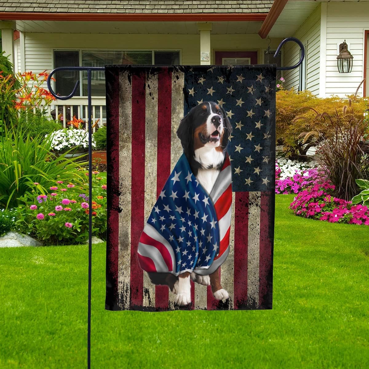 American Flag Bernese Mountain Dog Wearing Flag American Patriot Patriotic 4th of july Flags 3x5 Outdoor Double Sided -USA Flags Premium Polyester-Decorative Indoor Outdoor Flag
