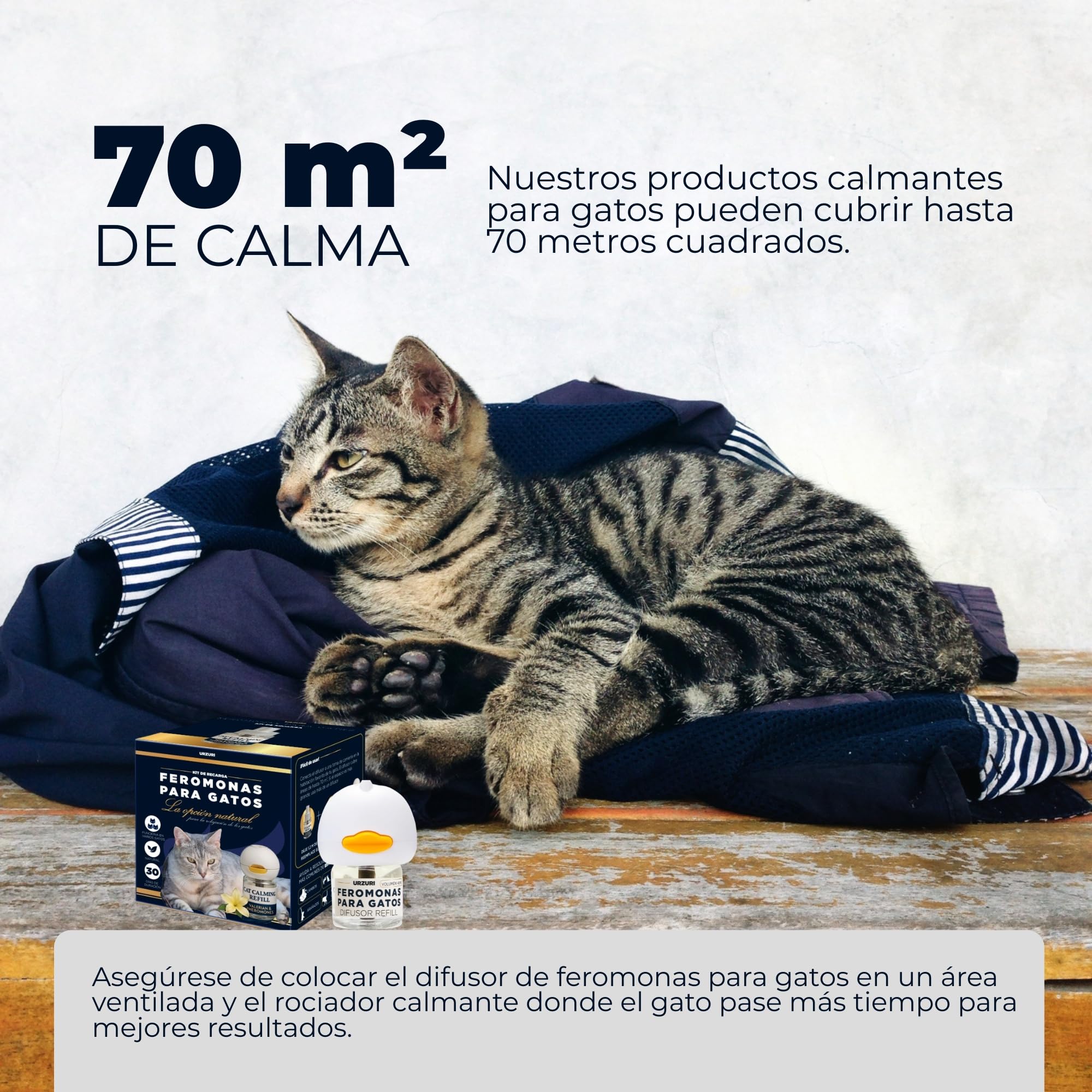 Kit Difusor y Recambio de Feromonas Faciales F3 para Gatos | Sistema de Bienestar Felino de Larga Duración (30 Días / 70m²) | Indicado para Marcaje con Orina, Rascado Vertical y Tensión Multigato