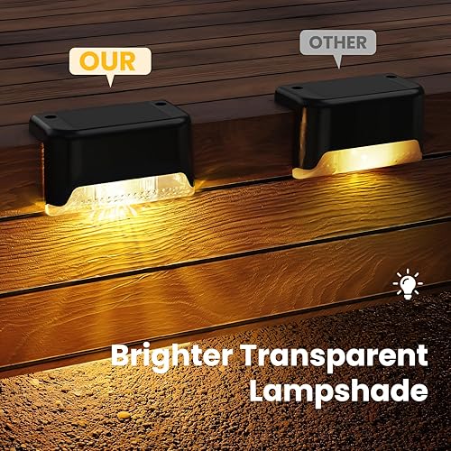 Miniatura 2 de APONUO Paquete de 16 luces solares para terraza, luces solares para exteriores, impermeables, para escalones exteriores, vallas, patio trasero