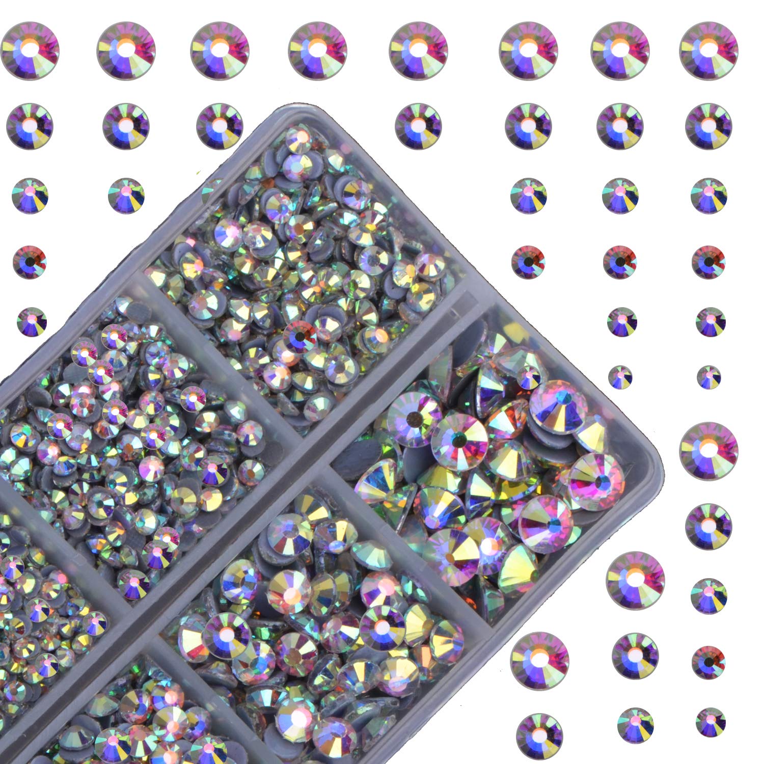 MASSIVE BEADS 4000pcs Hot Fix Round Crystals Gems Glass Stones Hotfix Flat Back Rhinestones (Crystal AB)