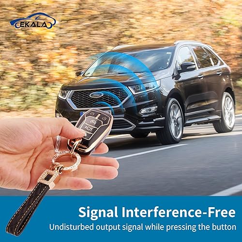 Miniatura 3 de EKALA Funda para llavero Ford con llavero de cuero, carcasa de TPU suave de 45 botones, compatible con Ford F150, Explorer, Mustang, Edge, Lincoln