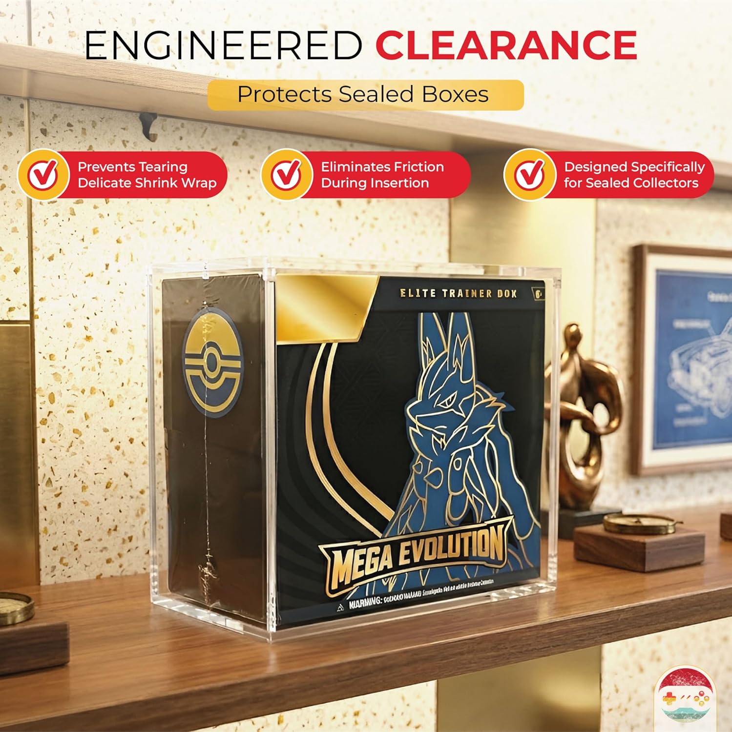 Premium Acrylic ETB Display Case – Thick Crystal Clear Display with 6 Magnet Secure Closure | Compatible with Pokémon ETB Collector Boxes