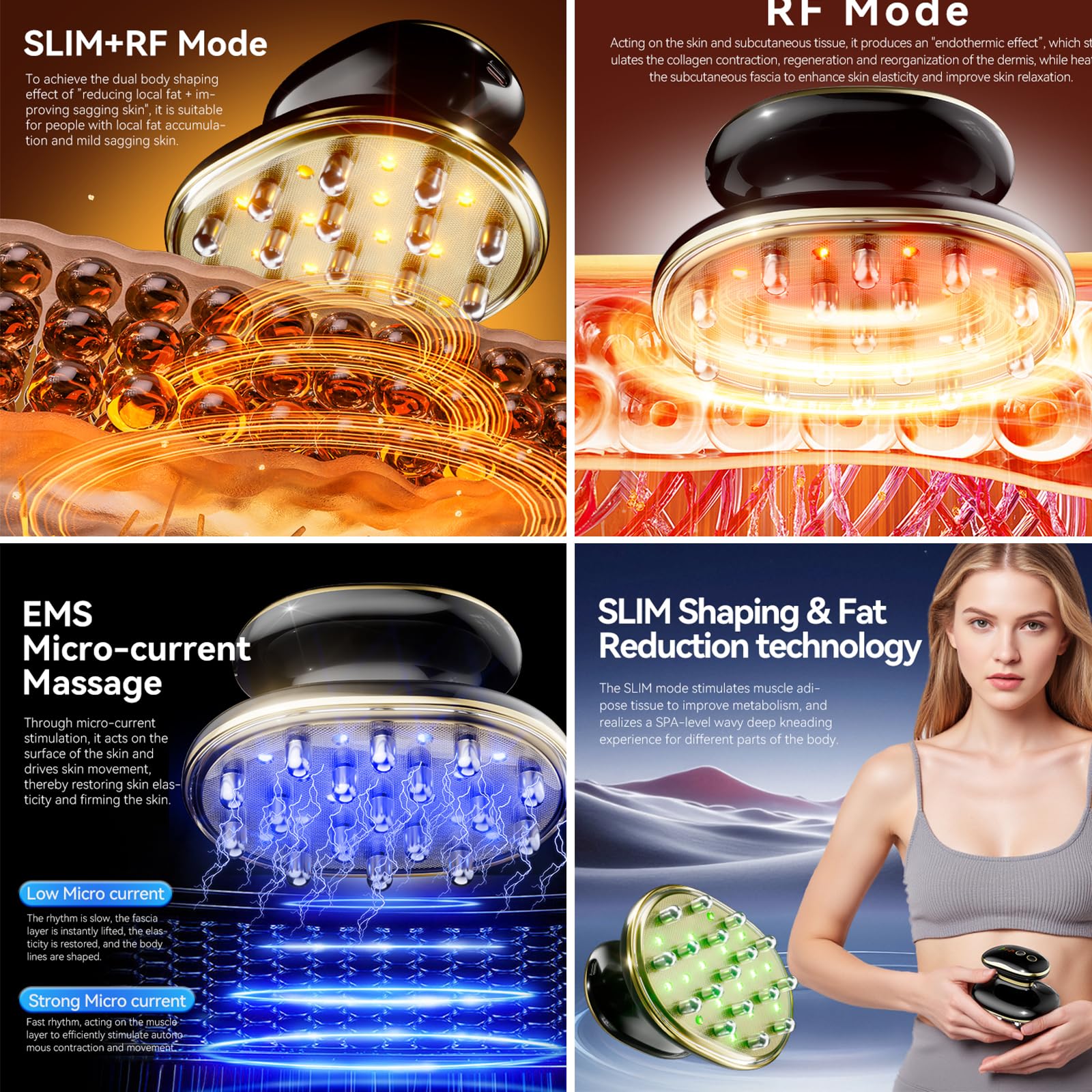 Lymphdrainage Gerät EMS-Mikrostrom mit Infrarotheizung und Vibrationsmassage, Körpermassagegerät, Cellulite-Entferner, Hautstraffungsgerät für Bauch, Beine, Arme & Rücken