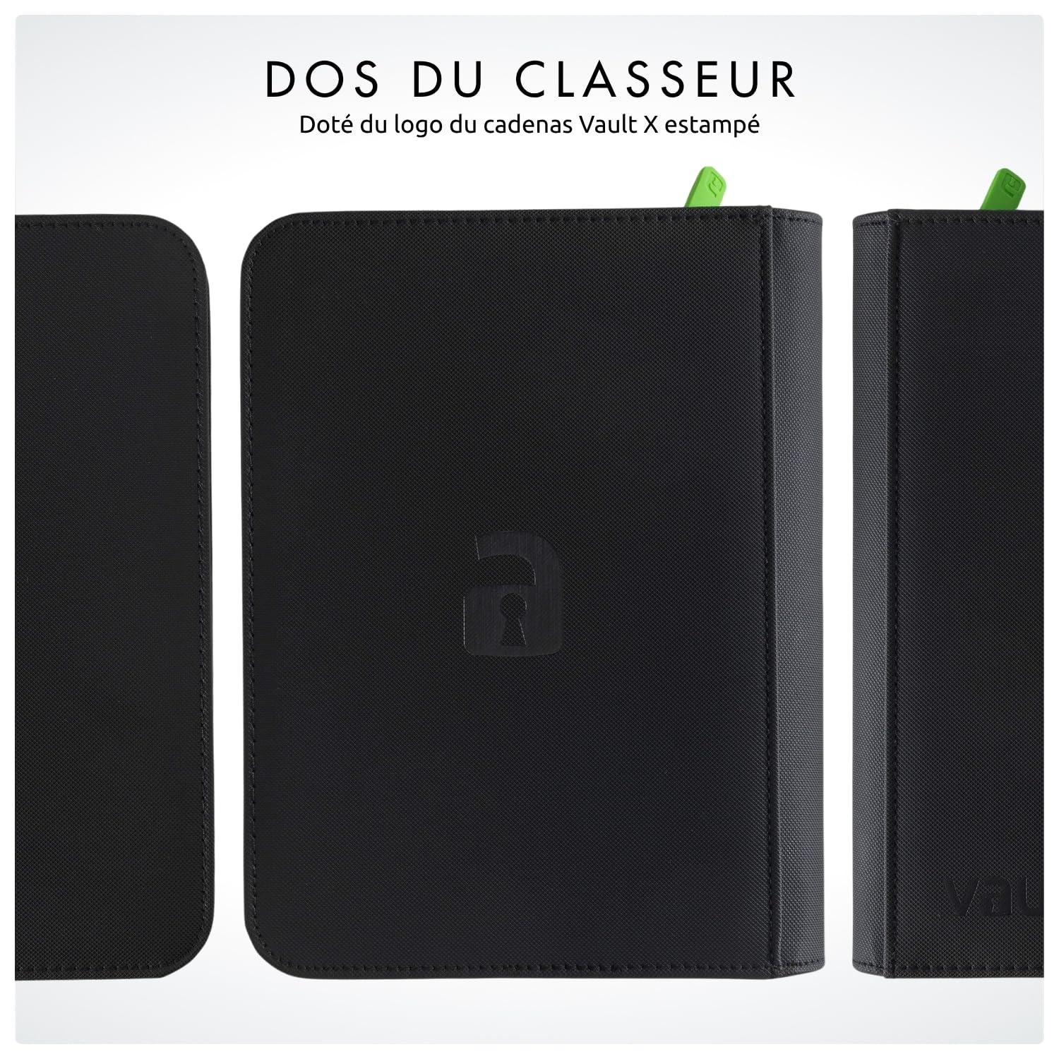 Vault X Classeur pour cartes de collection à 4 poches avec fermeture éclair, 160 cartes, matériel Exo-Tec pour album, 20 pages à chargement latéral, TCG (Noir)