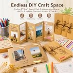 Hacaroa 4 Pack 6 x 8 Inches Scrapbook Albums, Accordion Hardcover Kraft Paper, Stretchable Folding DIY Handmade Adventure Book with Brown Pages, Gift for Anniversary, Graduation
