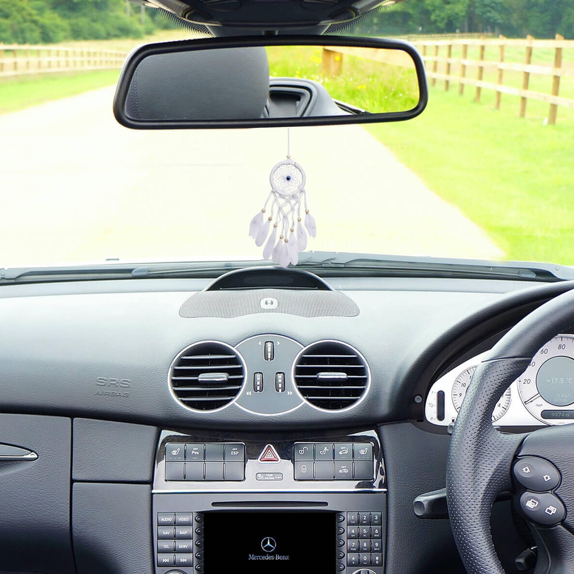 THE URBAN ARTISTICDream Catchers for Cars |Car Hanging Decorative Showpiece| Rear View Mirror Hanging Decoration Accessories Gift for Friends| Size -8x1x25cm (White Color)