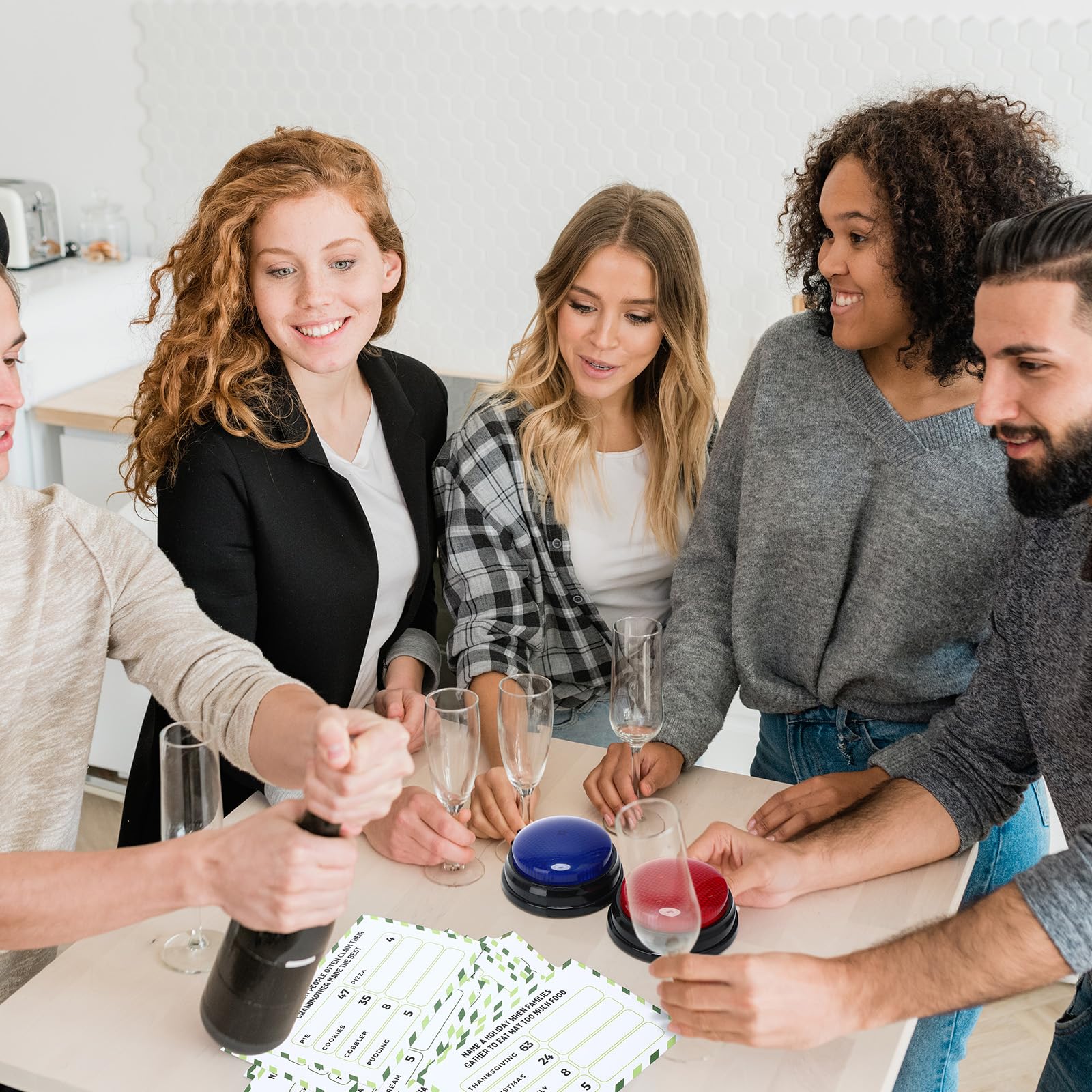 Gioco di feud amichevole per riunioni di famiglia, con 2 cicalini di risposta, carte feud per gioco notturno divertente quiz per gruppi di feste team building (colorato, famiglia)