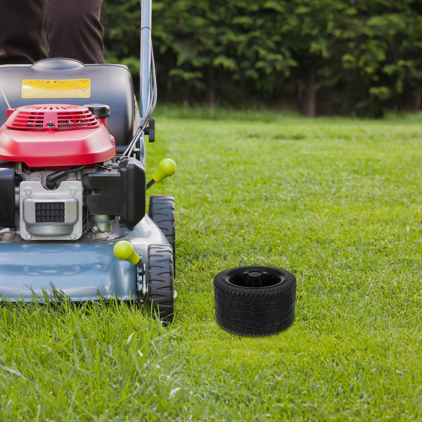 4 Ruedas de Repuesto para Cortacésped y Carrito de Jardín Ruedas de Goma Negra de 7 Pulgadas con Rodamiento y Eje de 8 MM Neumáticos Resistentes para Uso en Exteriores y Terreno